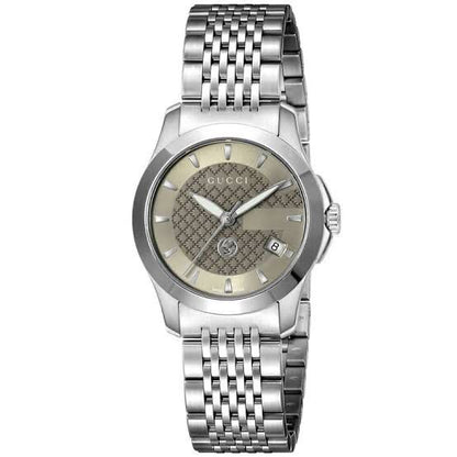 Gucci | G Timeless Silver Stainless Steel Brown Dial Quartz Watch for Ladies | YA126503