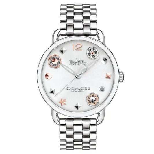 Coach Delancey Silver Ladies Watch Elegant silver-tone wristwatch