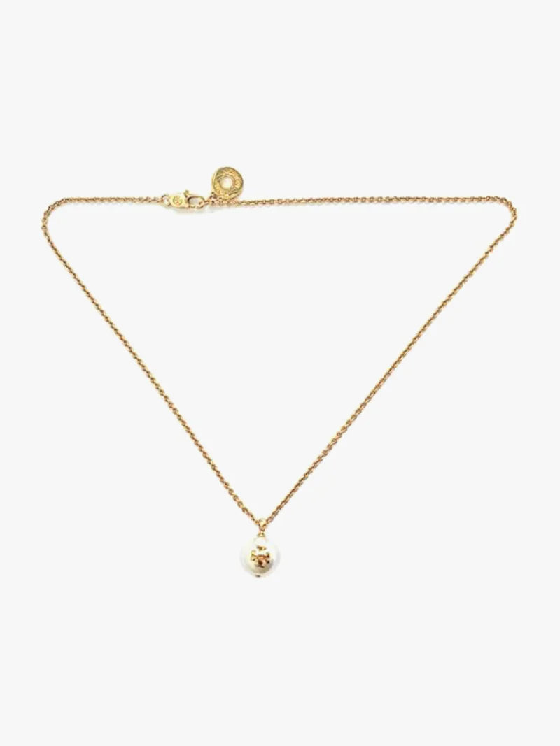 Tory Burch | Rope Pearl Logo Chain Necklace | Ivory / Tory Gold