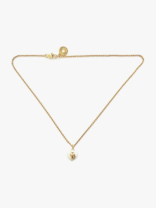 Tory Burch | Rope Pearl Logo Chain Necklace | Ivory / Tory Gold