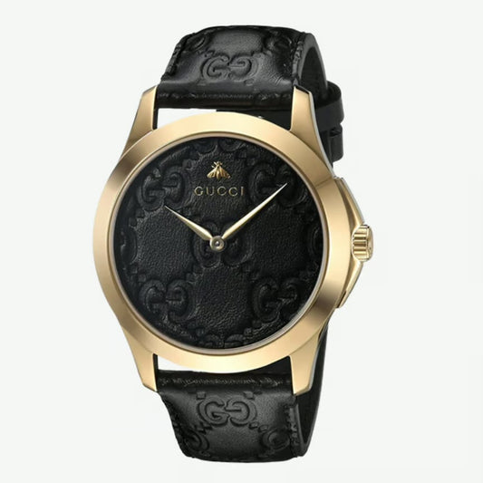 GUCCI | G-Timeless Black Leather Black Dial Quartz Watch YA1264034