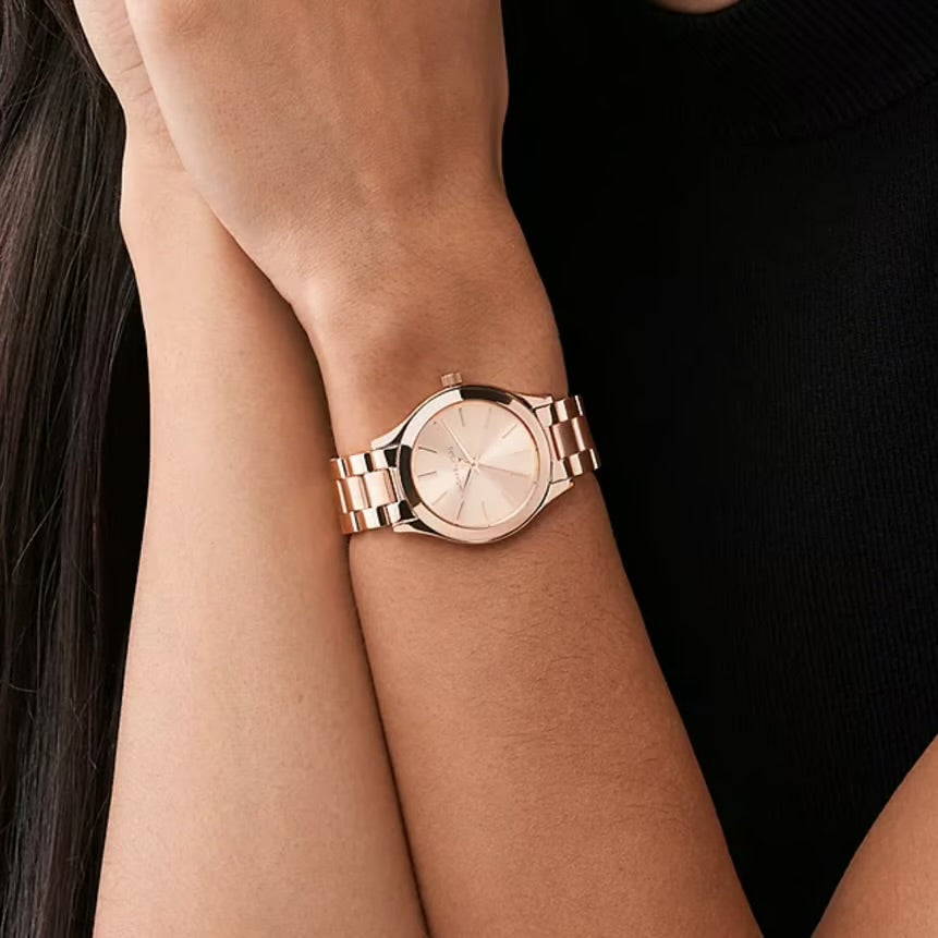 Michael Kors | Mini Slim Runway | Women's Watch - Three-Hand Rose Gold-Tone Stainless Steel Watch