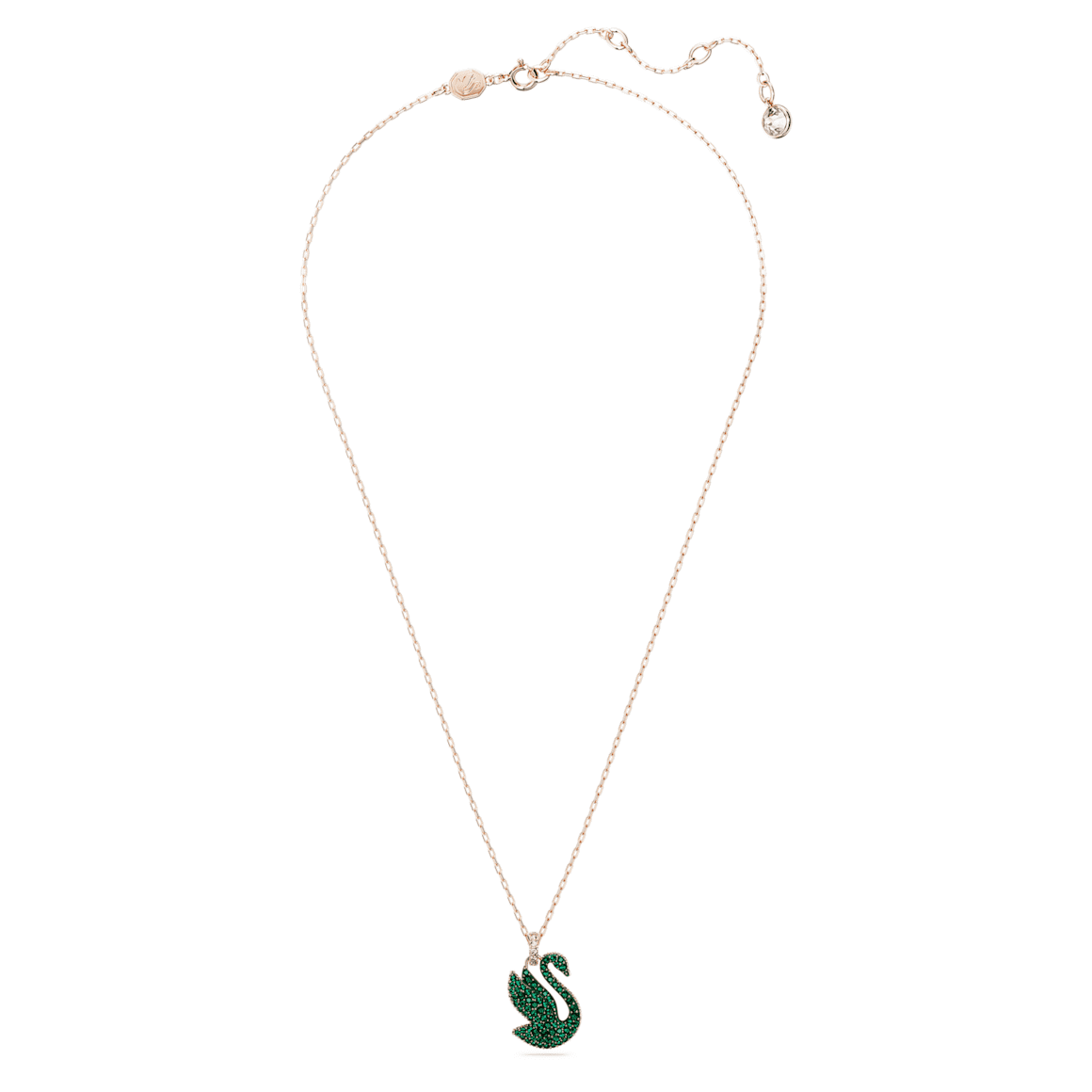 Swarovski | Swan Pendant | Swan, Medium, Green, Rose gold-tone plated