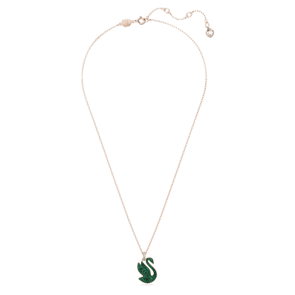 Swarovski | Swan Pendant | Swan, Medium, Green, Rose gold-tone plated