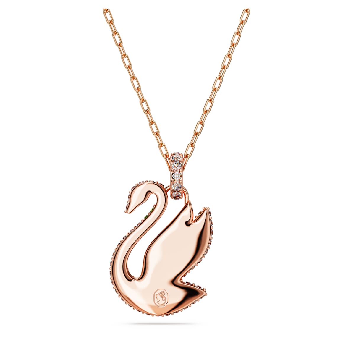 Swarovski | Swan Pendant | Swan, Medium, Green, Rose gold-tone plated