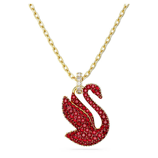 Swarovski | Swan Pendant | Swan, Medium, Red, Gold-tone plated