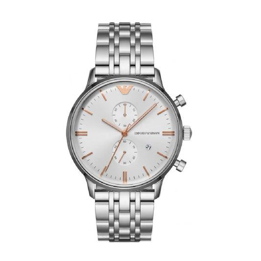 Emporio Armani | Classic Silver Stainless Steel Chronograph | Men's Watch | AR1933