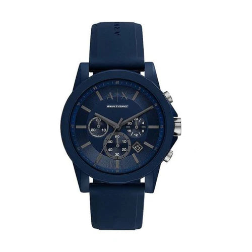 Armani Exchange | Analog Blue Dial Men's Silicone Band Watch | AX7128