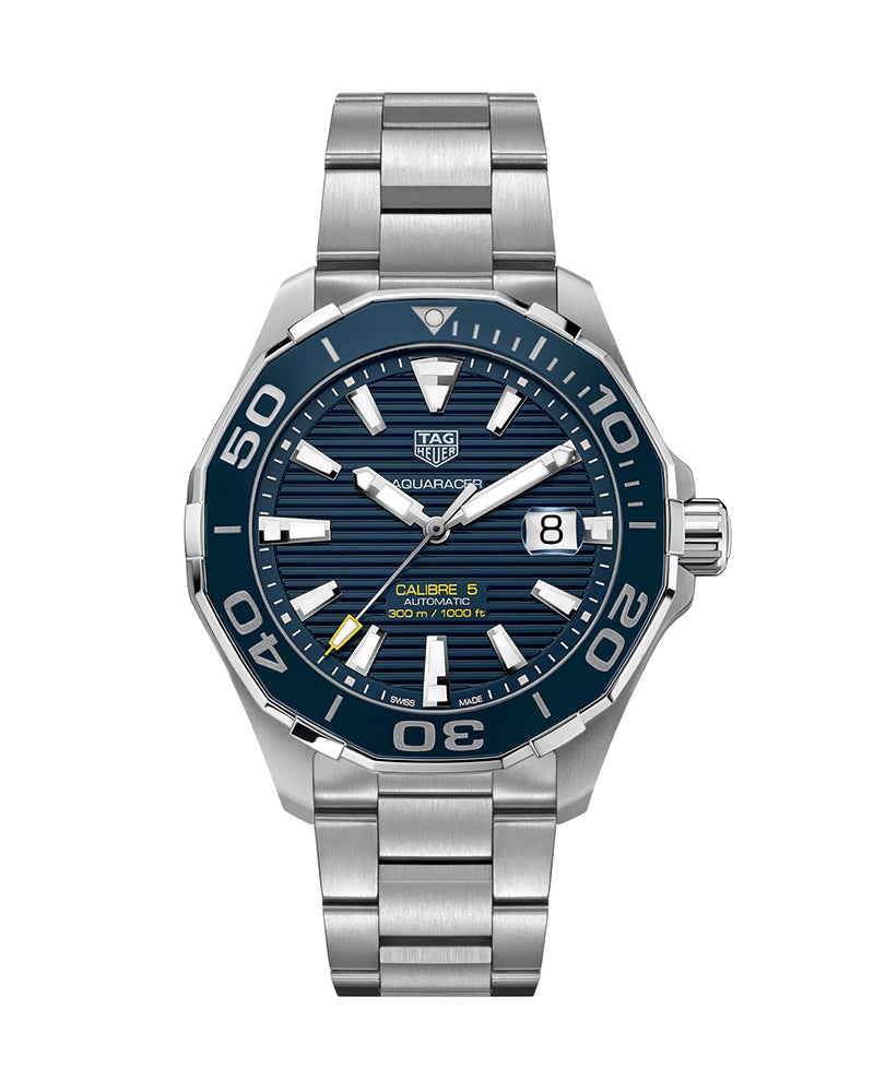 Tag Heuer | Mens Aquaracer Silver Stainless Steel Case Automatic Blue Dial Silver Stainless Steel Bracelet Watch