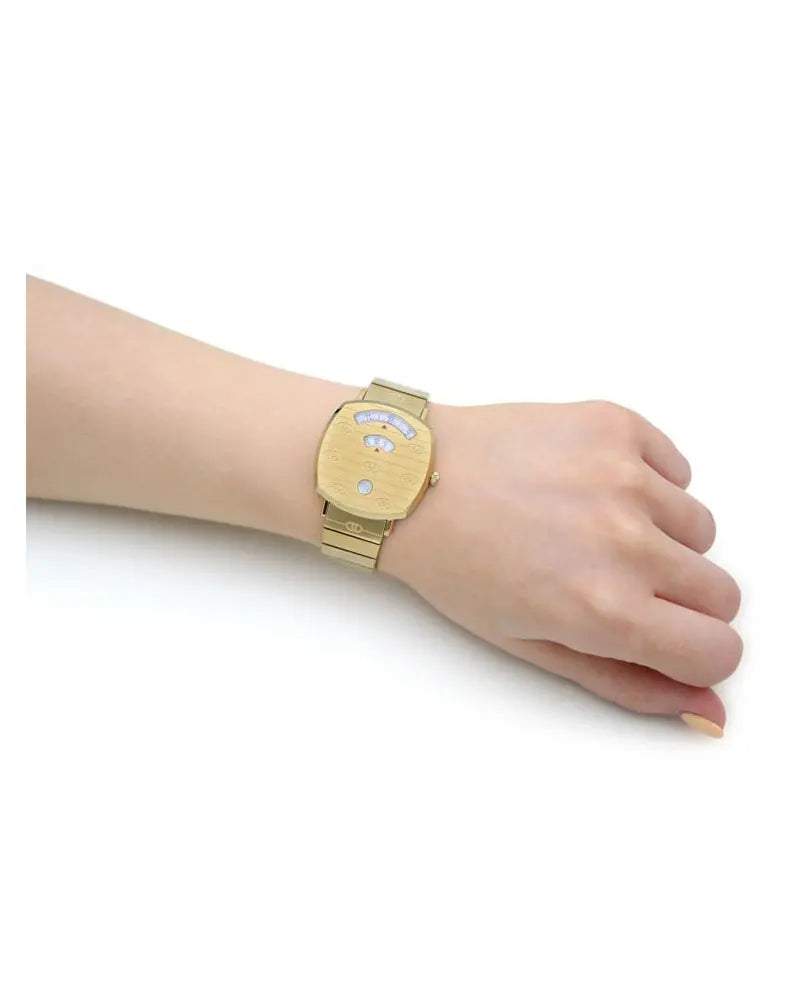 Gucci | Womens Grip Gold Stainless Steel Quartz Gold Dial Gold Steel Bracelet Watch